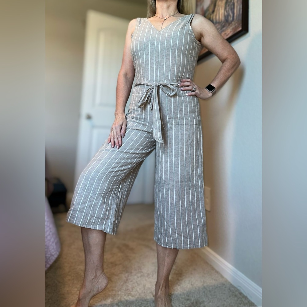 Striped Tan Jumpsuit